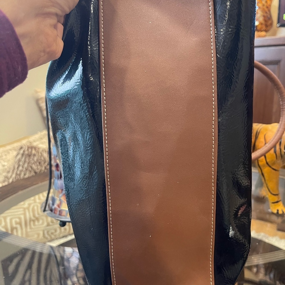 Nine West Black Patent Laptop Briefcase Tote Shoulder Strap - Picture 5 of 7